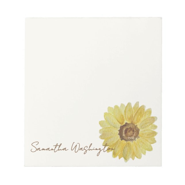 Bloc de notas personalizado de girasol con acuarel (Frente)