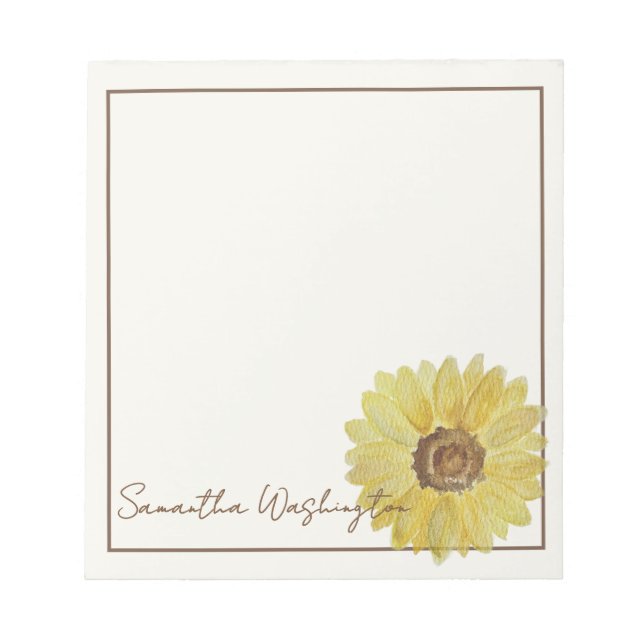 Bloc de notas personalizado de girasol con acuarel (Frente)