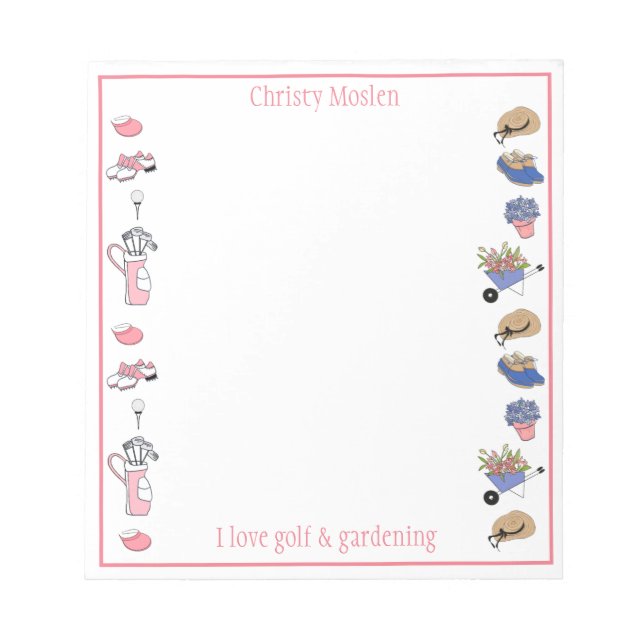 Bloc de notas personalizado de golf y jardinería (Frente)