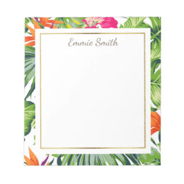 Bloc De Notas Personalizado de hojas verdes tropicales Naranja f
