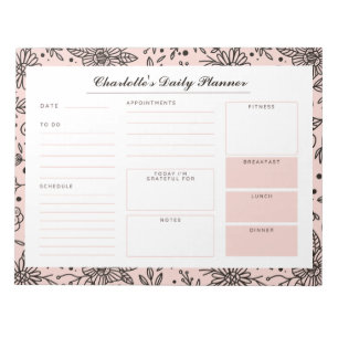 Bloc De Notas Personalizado de impresión con flores rosadas Past