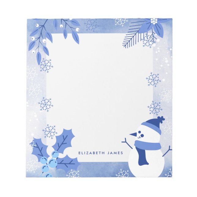 Bloc De Notas Personalizado de invierno ruso acuarela Snowman (Frente)
