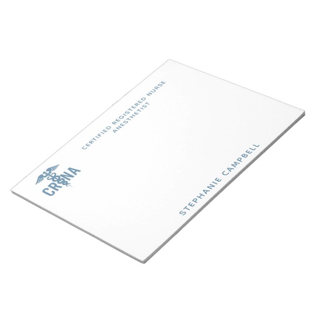 Bloc De Notas Personalizado de la CRNA Certificado de enfermero  (Lado Derecho)