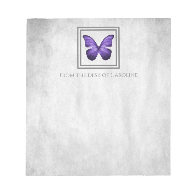 Bloc de notas personalizado de mariposa morada (Frente)