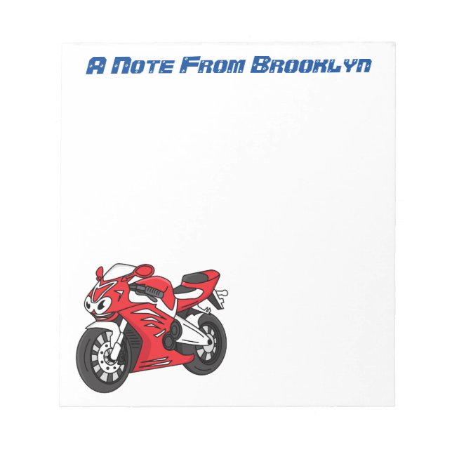 Bloc De Notas Personalizado de motocicleta roja (Frente)
