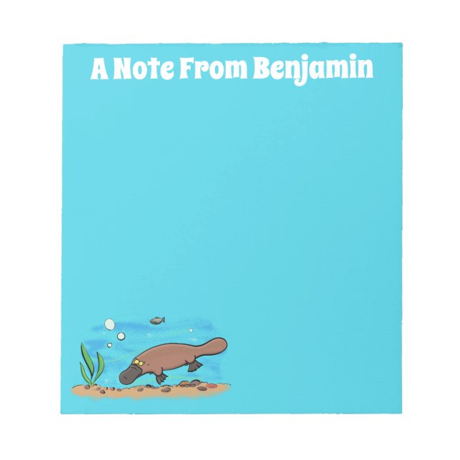 Bloc De Notas Personalizado de natación de Platypus Cute (Frente)