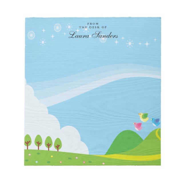 Bloc de notas personalizado de pájaro azul amarill (Frente)