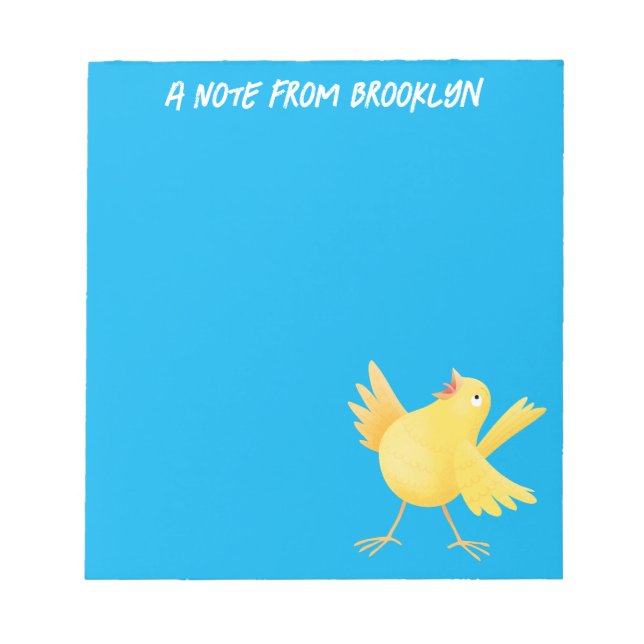Bloc De Notas Personalizado de pájaro canario amarillo cantando  (Frente)