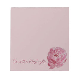 Bloc de notas personalizado de peonía rosa con acu