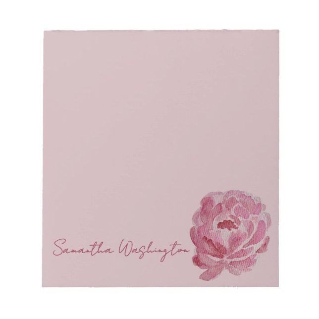 Bloc de notas personalizado de peonía rosa con acu (Frente)