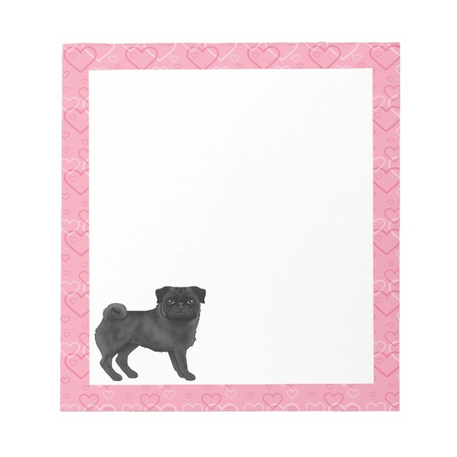 Bloc De Notas Personalizado de perro de cerdo negro rompe patrón (Frente)