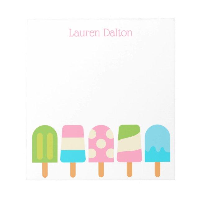 Bloc de notas personalizado de polka Dot Popsicles (Frente)