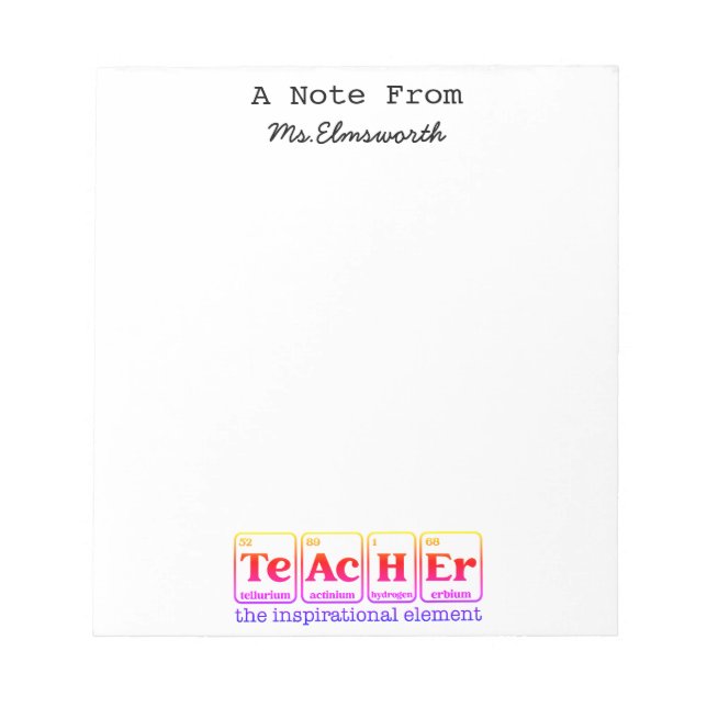 Bloc De Notas Personalizado de profesores de ciencias regalo de  (Frente)