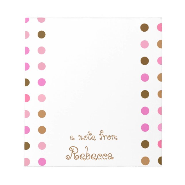 Bloc de notas personalizado de Punto de Polka Rosa (Frente)