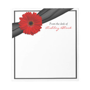 Bloc de notas personalizado de Red Gerber Daisy Ri
