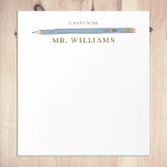 Bloc De Notas Personalizado de regalo de profesor Lápiz azul ilu<br><div class="desc">El Bloc de notas de lápiz azul ilustrado de mi Personalizado de regalo para profesores es un gran regalo para tu profesor favorito. Personaliza con un nombre para un regalo único. Los profesores anotan que las toallas hacen grandes regalos de vacaciones o de fin de año. El diseño presenta mi...</div>