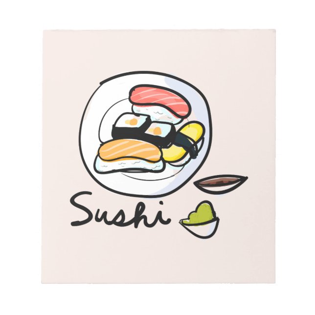 Bloc De Notas Personalizado de sushi adorable arte japonés (Frente)