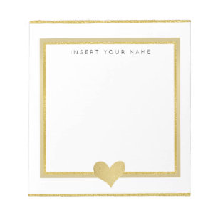 Bloc de notas personalizado del corazón de Relieve