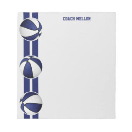 Bloc De Notas personalizado del entrenador del equipo blanco azu