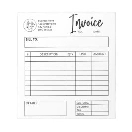 Bloc De Notas Personalizado del formulario de pedido de factura