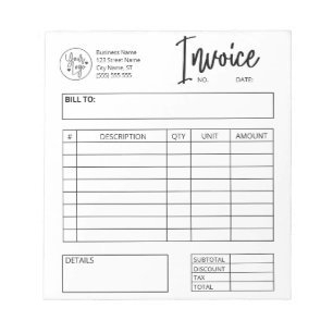 Bloc De Notas Personalizado del formulario de pedido de factura