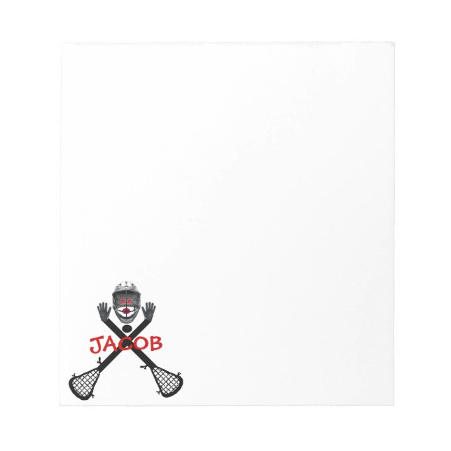 Bloc De Notas Personalizado del jugador de Lacrosse (Frente)