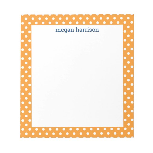 Bloc de notas personalizado del Naranja de puntos  (Frente)