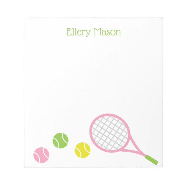 Bloc de notas personalizado del tenis preppy (Frente)