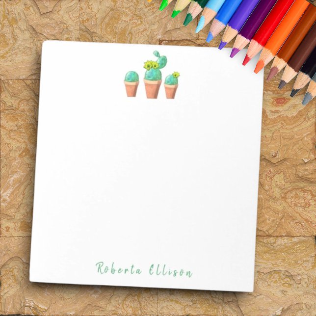 Bloc De Notas Personalizado divertido de las flores de cactus de (personalized note pad)