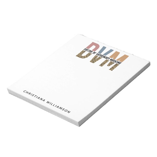 Bloc De Notas Personalizado DVM Médica de Regalos de Medicina Ve (Lado Izquierdo)