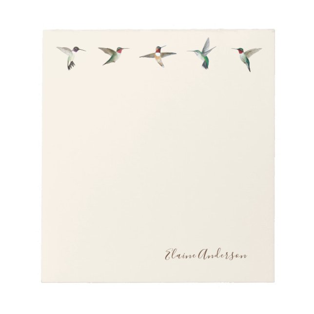 Bloc De Notas Personalizado Ecru North American Hummingbirds Not (Frente)