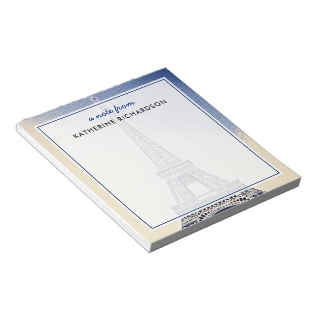 Bloc De Notas Personalizado Eiffel Tower Paris Francia Art (Lado Derecho)