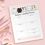 Bloc De Notas Personalizado el planificador semanal de los gatos<br><div class="desc">Personalice fácilmente este bloc de notas del planificador diario con su nombre y títulos personalizados. El diseño incluye un grupo de gatitos personalizados dibujados a mano.</div>