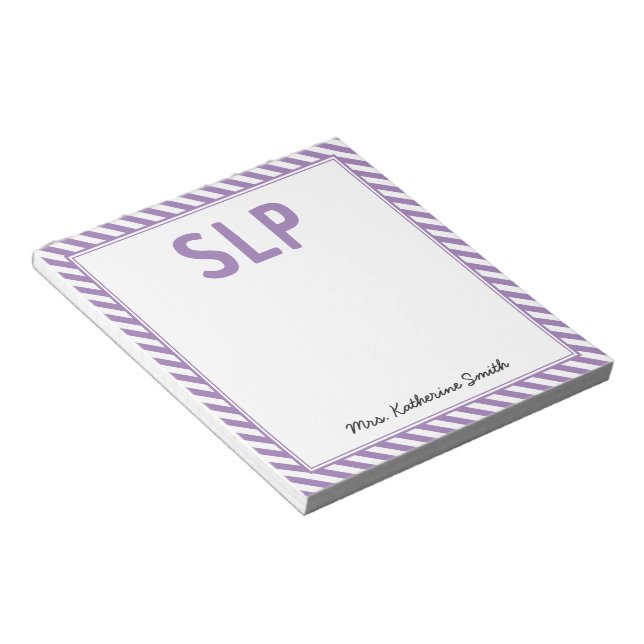 Bloc De Notas Personalizado Elegante Stripes Patólogo de voz SLP (Lado Derecho)