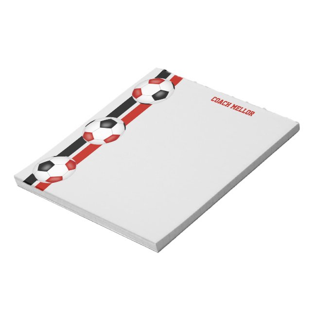 Bloc De Notas personalizado entrenador de fútbol rojo negro (Lado Izquierdo)