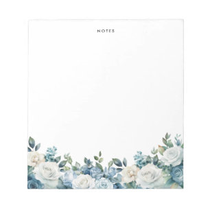 Bloc De Notas Personalizado Eucalyptus Blue White Peonies