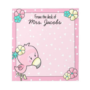 Bloc De Notas Personalizado Flamingo con profesor de flores