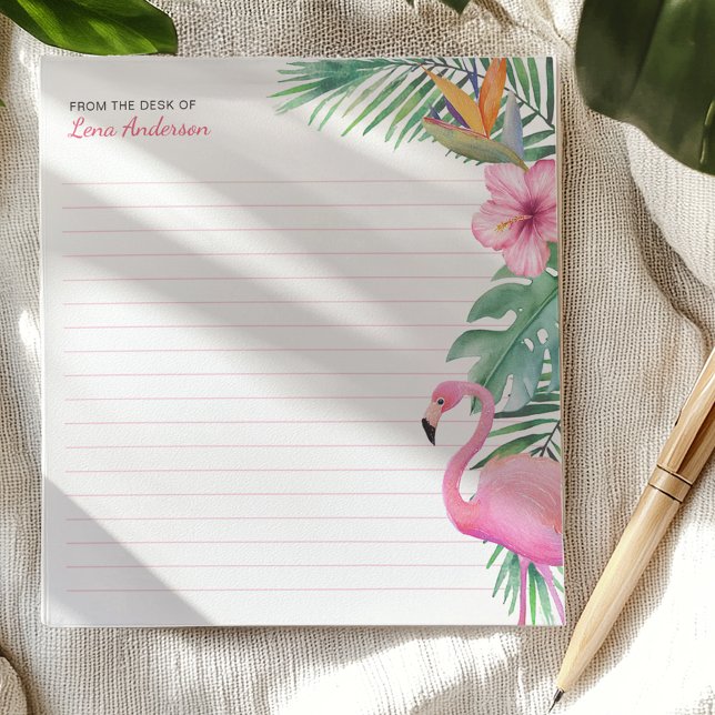 Bloc de notas personalizado Flamingo tropical con  (Tropical Notepad)