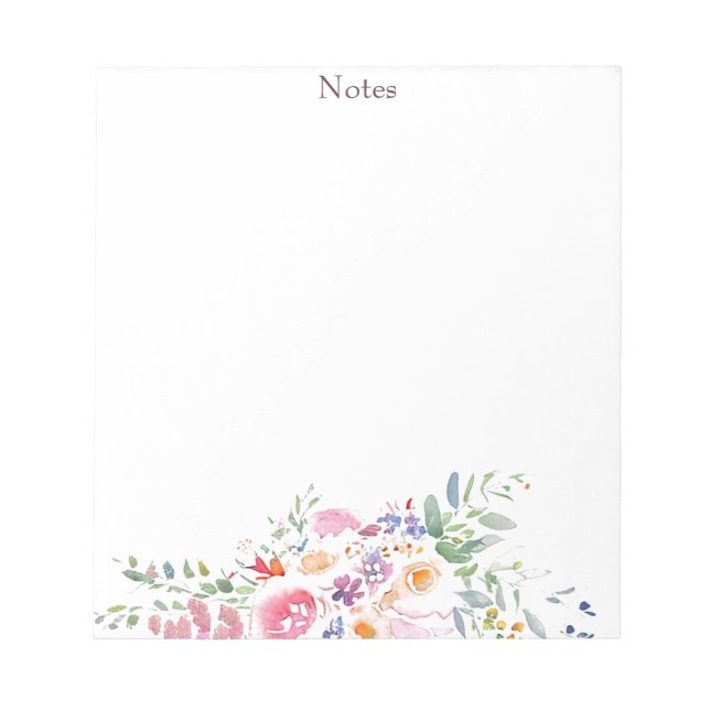 Bloc De Notas Personalizado floral acuarela (Frente)
