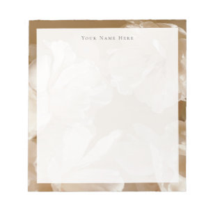 Bloc de notas personalizado floral blanco y beige