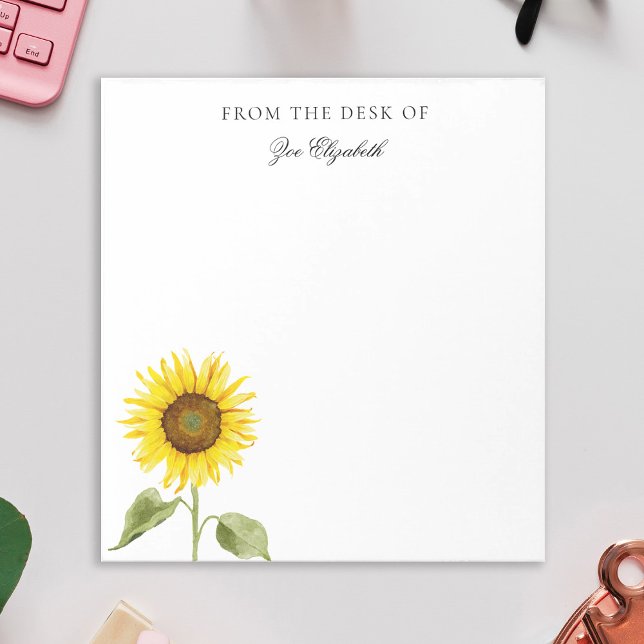 Bloc De Notas Personalizado floral de girasol añada su propio no (Subido por el creador)