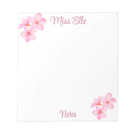 Bloc De Notas Personalizado Floral Girly Pink