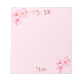 Bloc De Notas Personalizado Floral Girly Pink