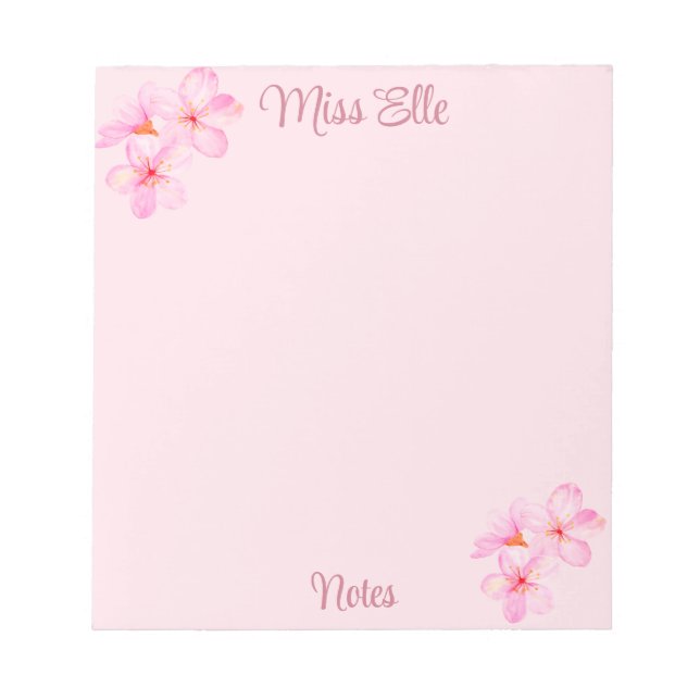 Bloc De Notas Personalizado Floral Girly Pink (Frente)