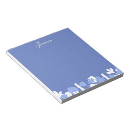 Bloc de notas personalizado floral minimalista azu
