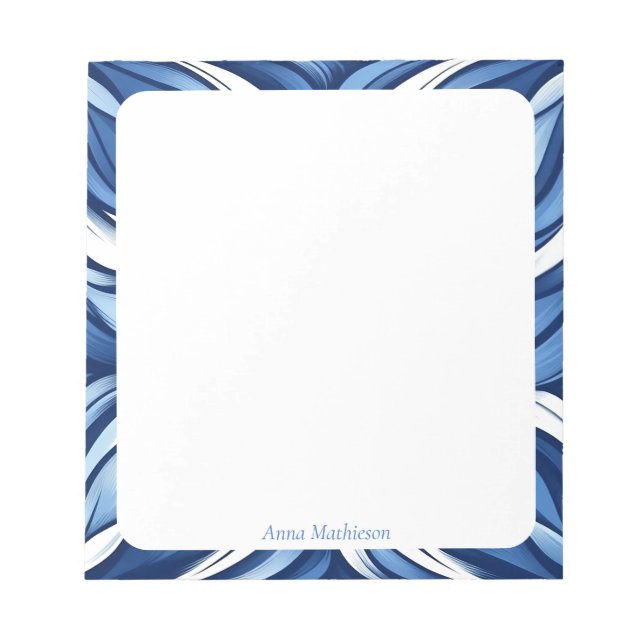 Bloc de notas personalizado floral orgánico Blue B (Frente)