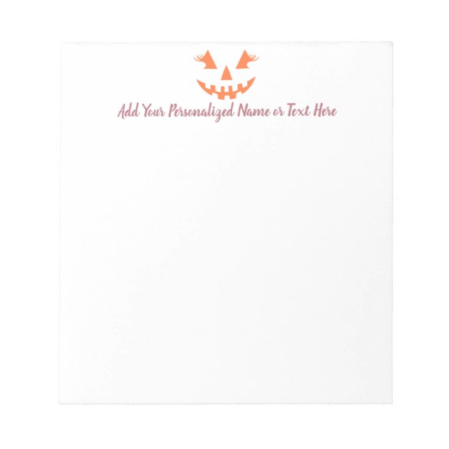 Bloc De Notas Personalizado Girly Jack O Lantern Pumpkin Hallowe (Frente)