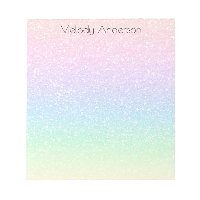 Bloc De Notas Personalizado Gradiente Purpurina Arcoiris Girly N (Frente)