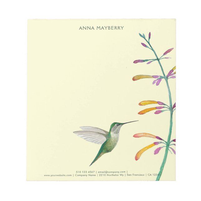 Bloc De Notas Personalizado Hummingbird (Frente)