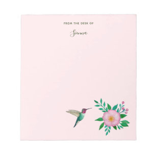 Bloc De Notas Personalizado Hummingbird y Notepad Rosa salvaje